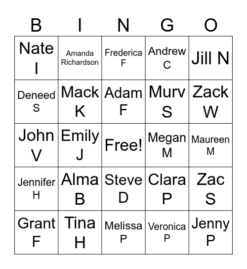Get To Know You Bingo! Bingo Card