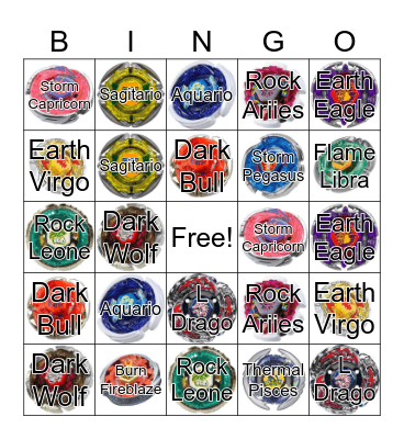 Beyblade Bingo Card