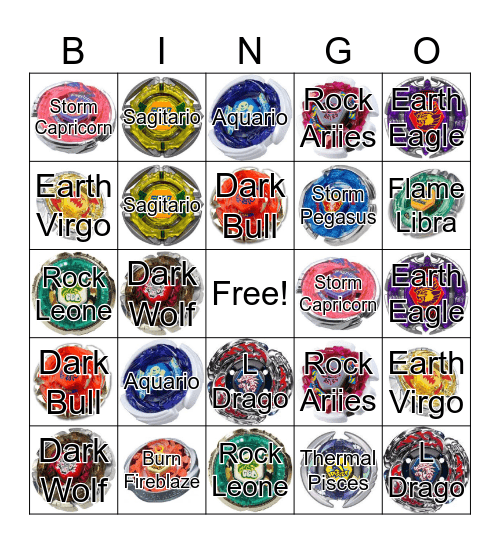 Beyblade Bingo Card
