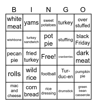 Thanksgiving Bingo Card