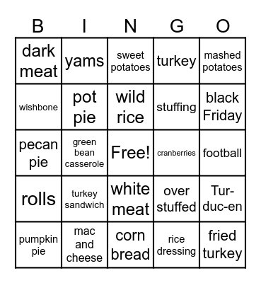 Thanksgiving Bingo Card