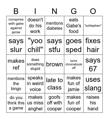 Hoyt Bingo Card