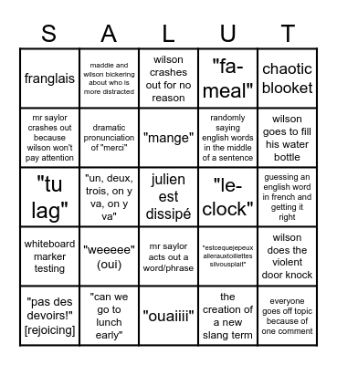 hon. french IV bingo Card