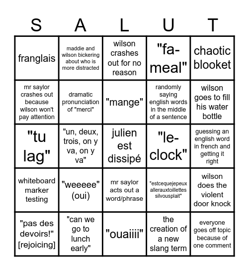 hon. french IV bingo Card
