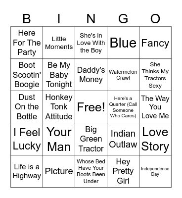 D1 - 90s/2000s Country Bingo Card