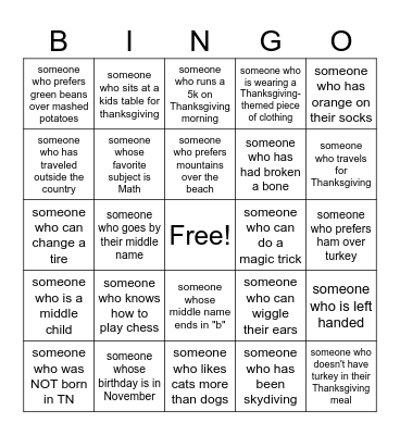 "Find Someone Who" BINGO Card