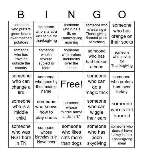 "Find Someone Who" BINGO Card