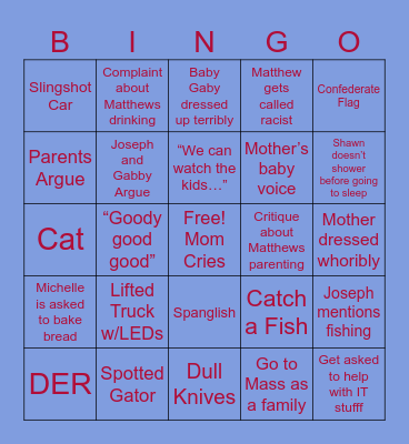 Florida Visit Bingo Card