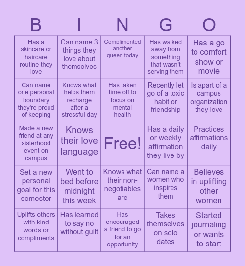 👑Queen Talk Bingo🌷 Bingo Card