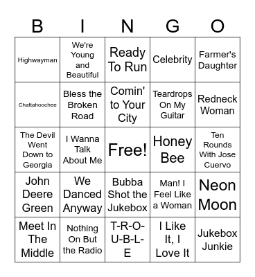 D6 - 90s/2000s Country 02 Bingo Card