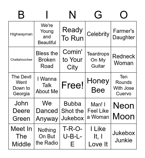 D6 - 90s/2000s Country 02 Bingo Card