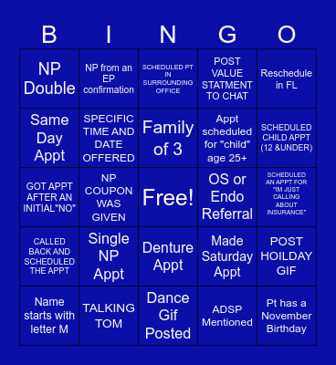 SKY BLUE BINGO Card