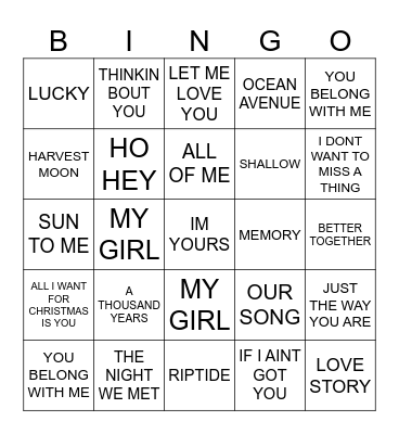 CUFFIN' SEASON Bingo Card