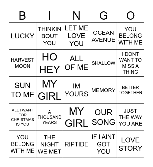 CUFFIN' SEASON Bingo Card