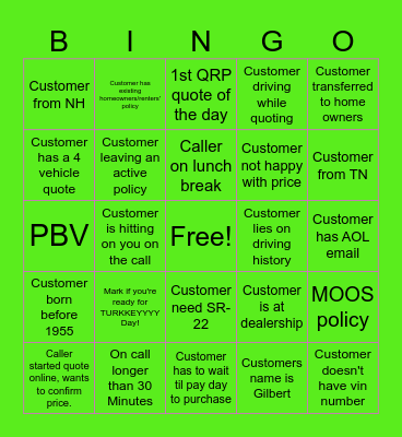 FRIDAY BINGO!!!! Bingo Card