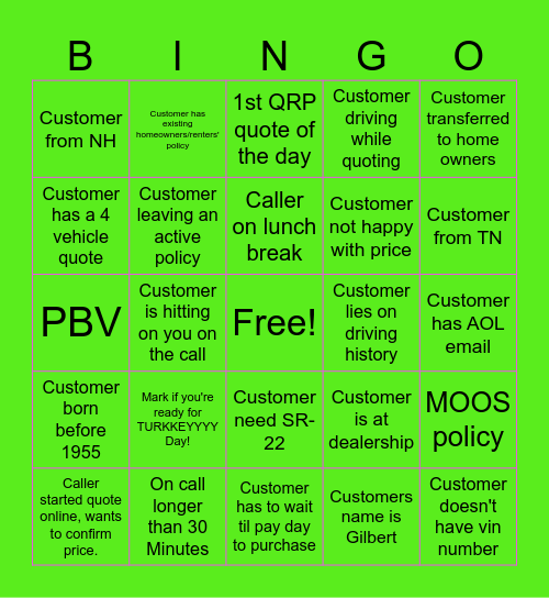FRIDAY BINGO!!!! Bingo Card