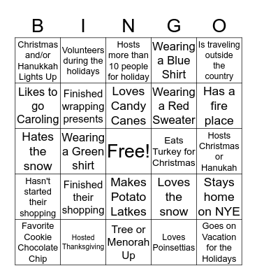Weekly Bingo Card