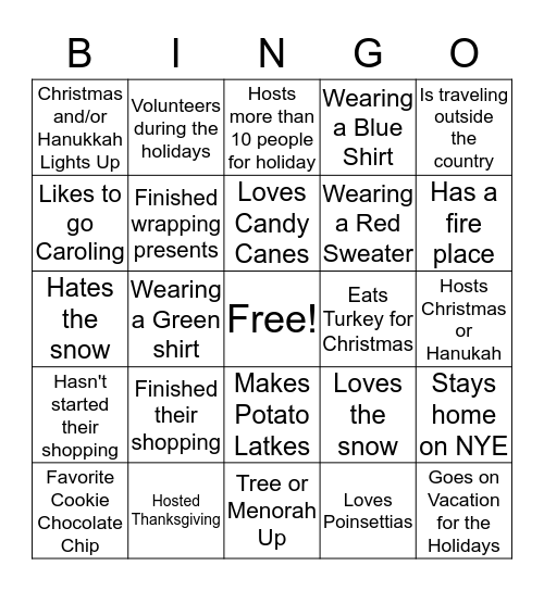 Weekly Bingo Card