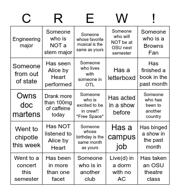 Get to Know Crew Bingo Card