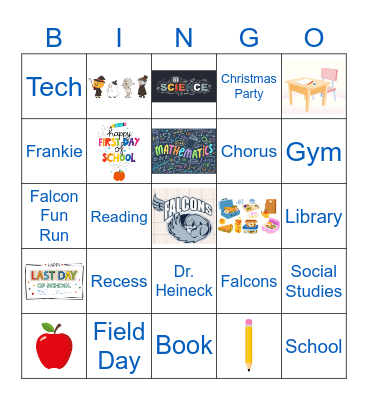 Franconia Elementary BINGO Card