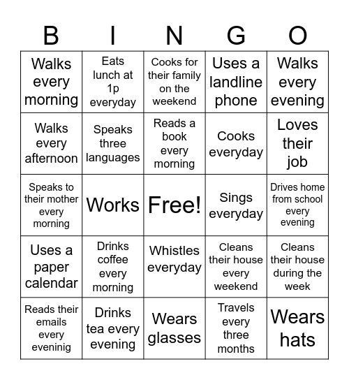 Find Someone Who... Bingo Card
