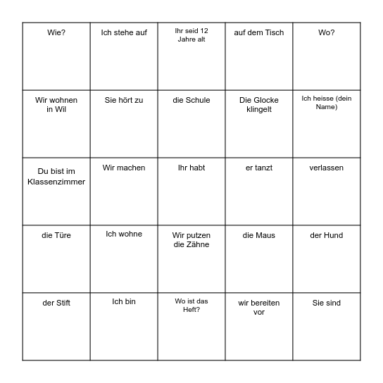 Strafauftrag Bingo Card