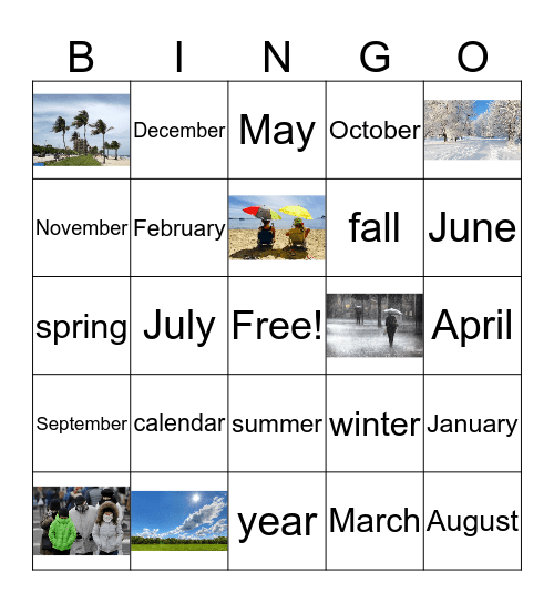 seasons and weather Bingo Card