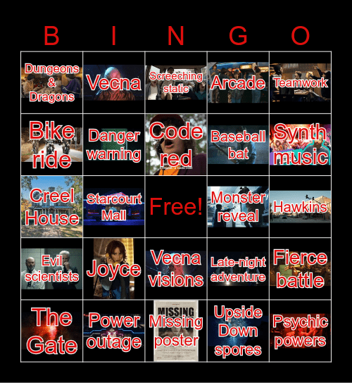 Stranger Things 2 Bingo Card