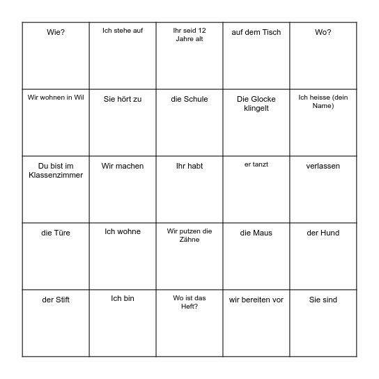 Strafauftrag Bingo Card