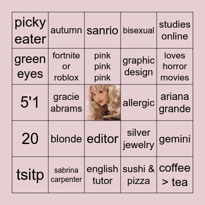 ari's bingo <3 Bingo Card