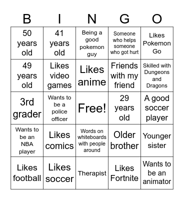 People Bingo Card