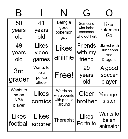People Bingo Card
