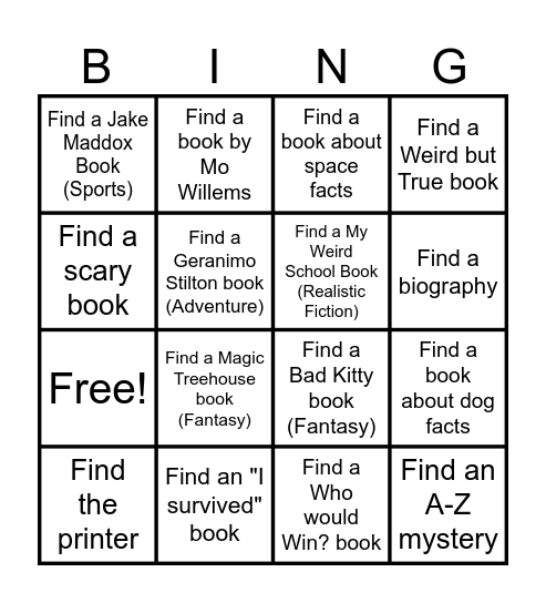 LIBRARY Bingo Card