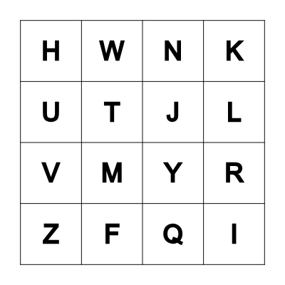 Capital Letters Bingo Card