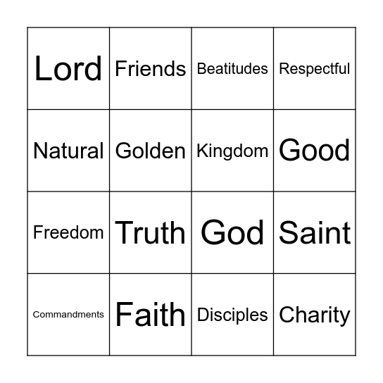 Law of Love Bingo Card