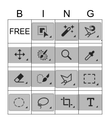 Photoshop Tools Part I Bingo Card