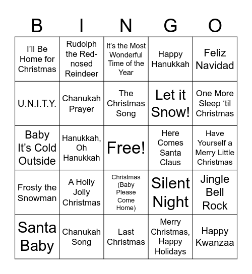 Holiday BINGO Card