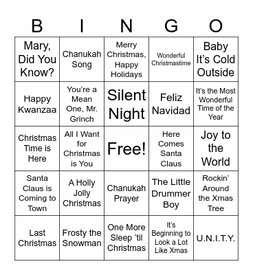 Holiday BINGO Card
