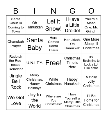 Holiday BINGO Card