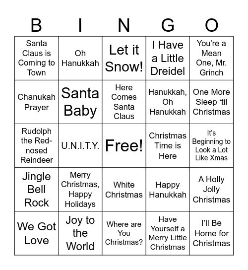 Holiday BINGO Card