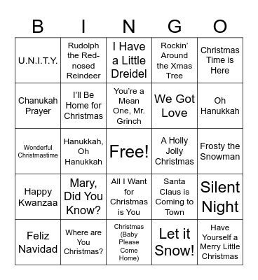 Holiday BINGO Card