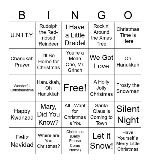 Holiday BINGO Card