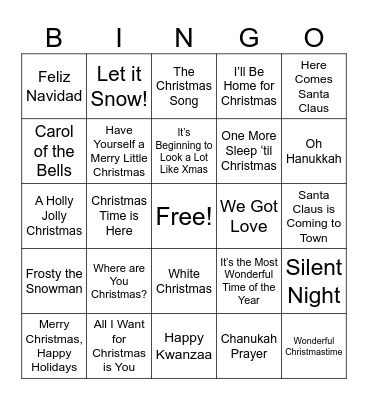 Holiday BINGO Card