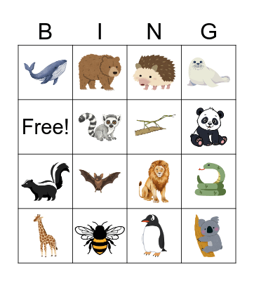 Animal Adaptation Bingo Card