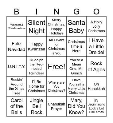 Holiday BINGO Card