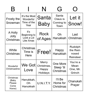 Holiday BINGO Card