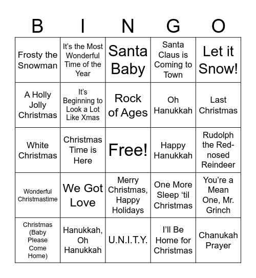 Holiday BINGO Card