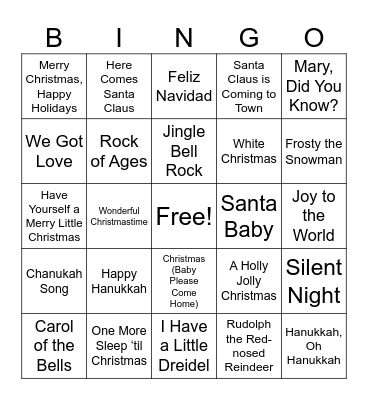 Holiday BINGO Card