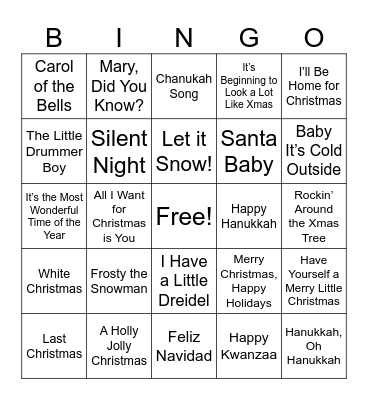 Holiday BINGO Card