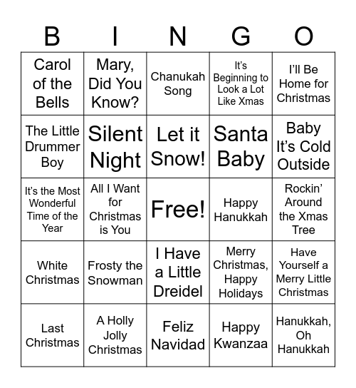 Holiday BINGO Card